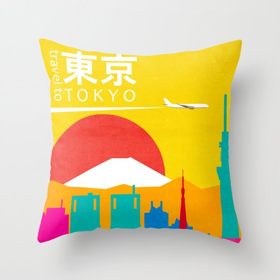 Travel to Tokyo Throw Pillow