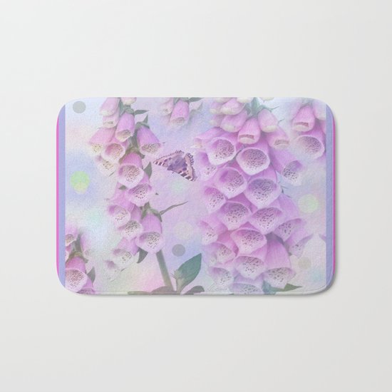 Pastel painterly foxgloves Bath Mat