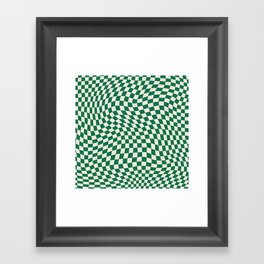 70s Retro Groovy Green Swirled Checker Pattern Framed Art Print