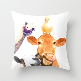 Farm Animal Friends Throw Pillow