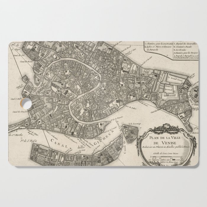Vintage Map of Venice Italy (1764) Cutting Board