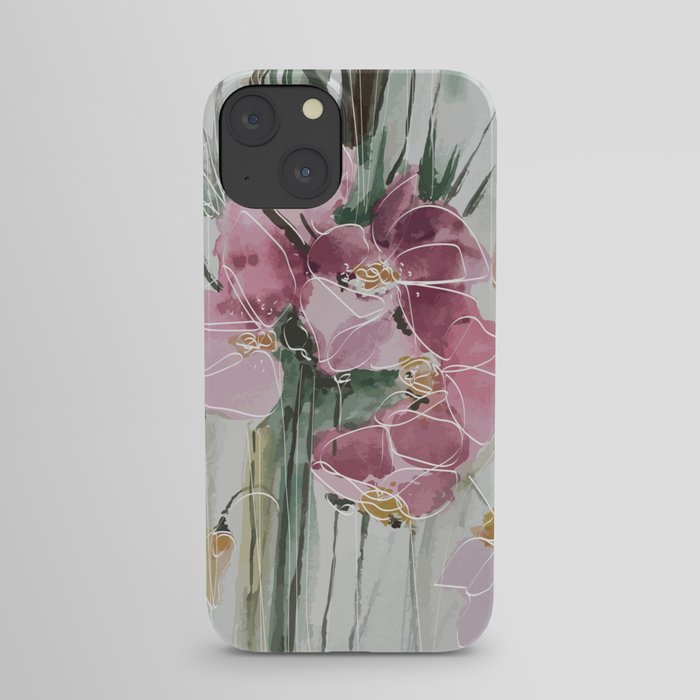 Watercolor Flower with Lineart iPhone Case