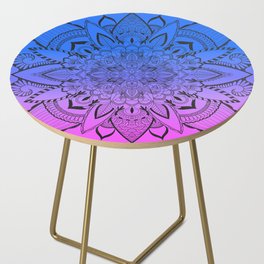 Abstract Geometric Black Pink Blue Spiritual Floral Mandala Ombre Side Table