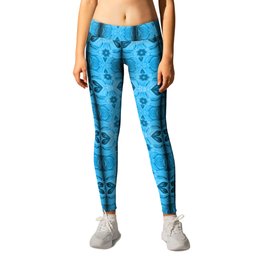 Blue Pattern Collection #26 Leggings | Star, Graphicdesign, Repeat, Leaf, Geometric, Flower, Roll, Lines, Digital, Column 