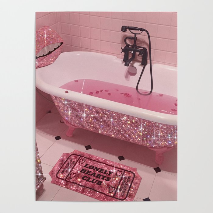 MAGIC BATHROOM | pink | pastel | shower | aesthetic | meme | funny | girly | positive | glitter  Poster