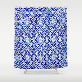 Azulejo Shower Curtain | Tiles, Abstract, Ornament, Pattern, Kacheln, Azulejo, Blue White, Graphicdesign, Portugal 