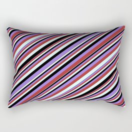 [ Thumbnail: Black, Purple, Brown, and Light Cyan Colored Stripes/Lines Pattern Rectangular Pillow ]