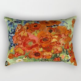 Vincent van Gogh "Still Life, Vase with Daisies, and Poppies" Rectangular Pillow