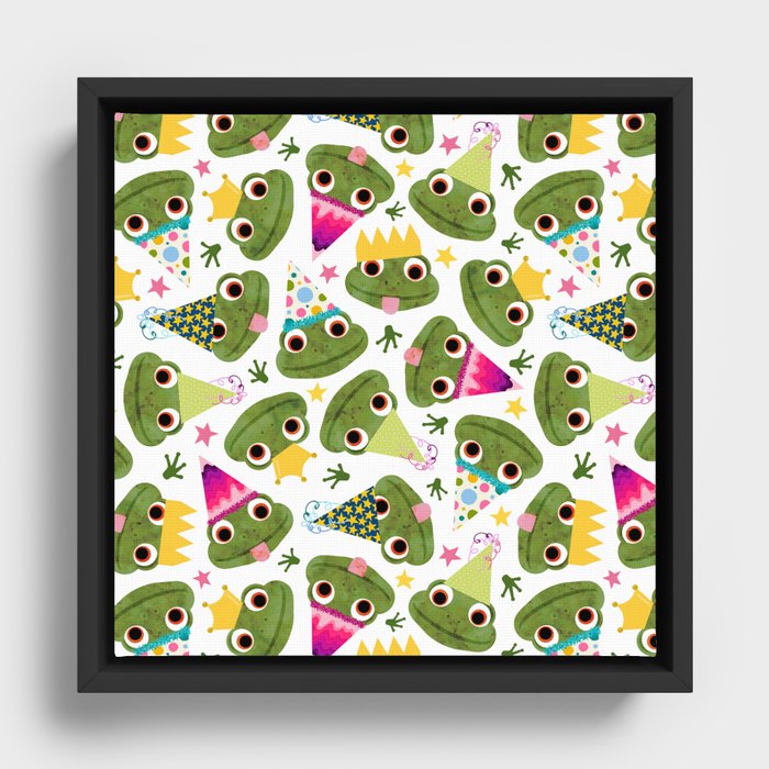 Party Frogs! Framed Canvas