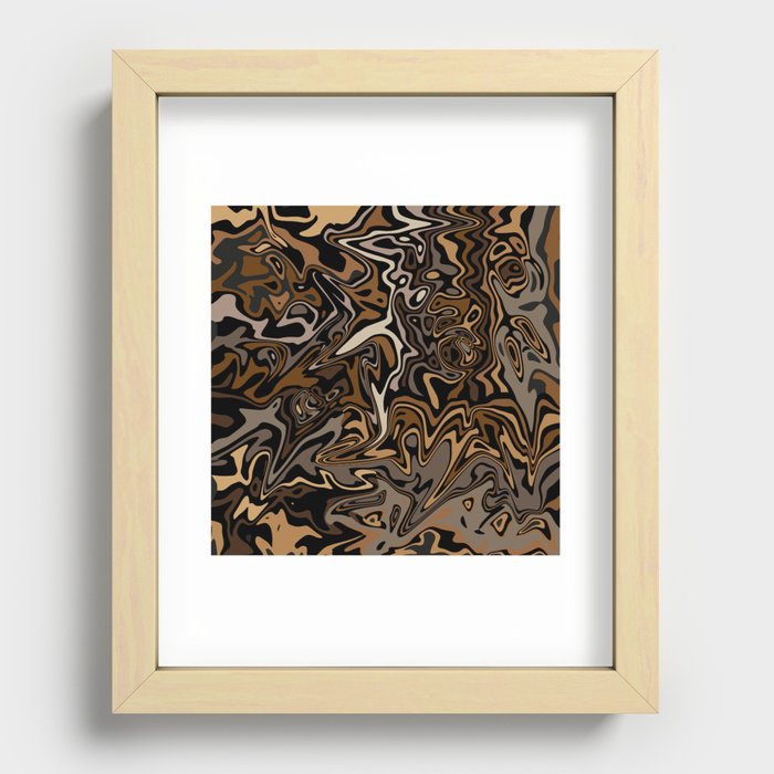 Abstract Liquid Swirl Pattern Shades of Brown Recessed Framed Print