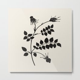 Black Rose Flower, Minimalist Ink Drawing #542 A Metal Print | Modernfloral, Blackstem, Drawing, Blackleaf, Minimalistflower, Agnesszafranska, Inkpen, Drawingflowers, Minimalflower, Modernbotanical 
