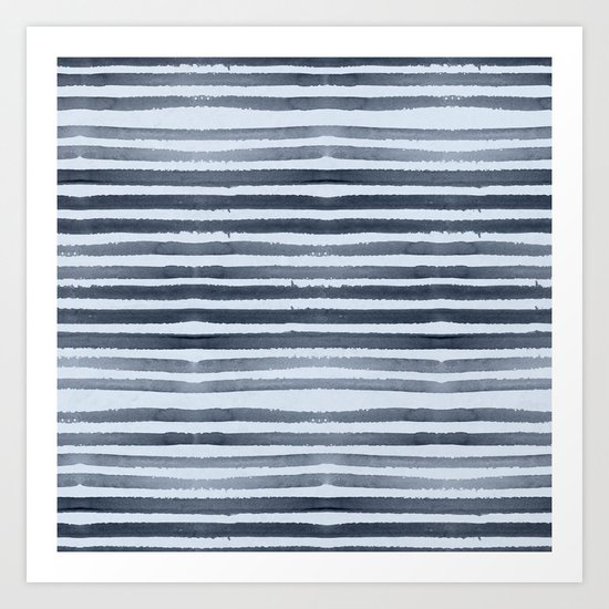 Simply Shibori Stripes Indigo Blue on Sky Blue Art Print