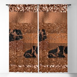 Girly Copper Coffee Glamour Glitter Metal Stripes   Blackout Curtain