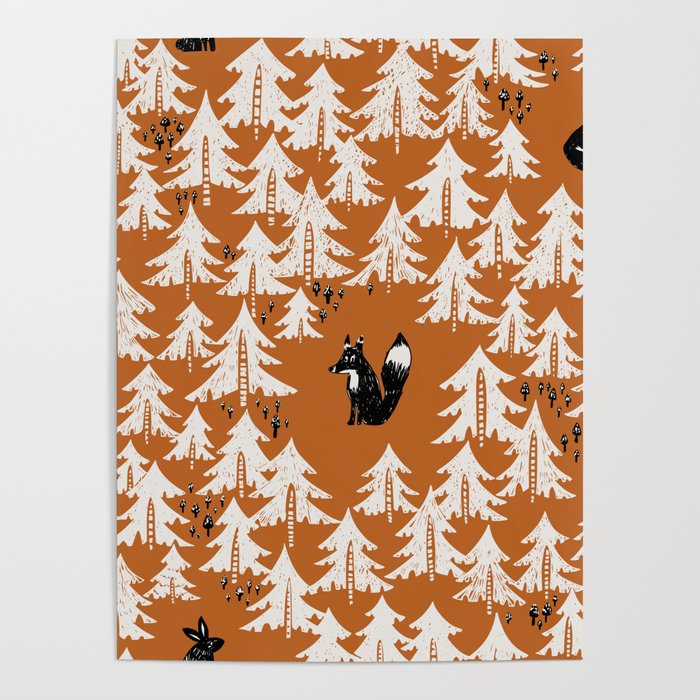 Black Forest fox terracotta Poster