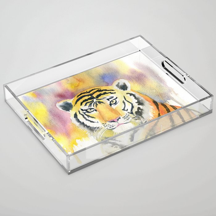 Tiger Watercolor  Acrylic Tray