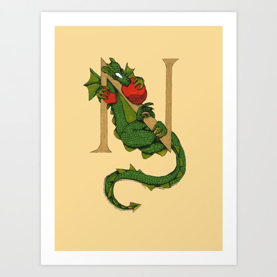 Oscar & the Roses Letter N Art Print