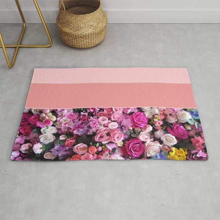 Rose Collage Pattern - Pink Palette  Rug