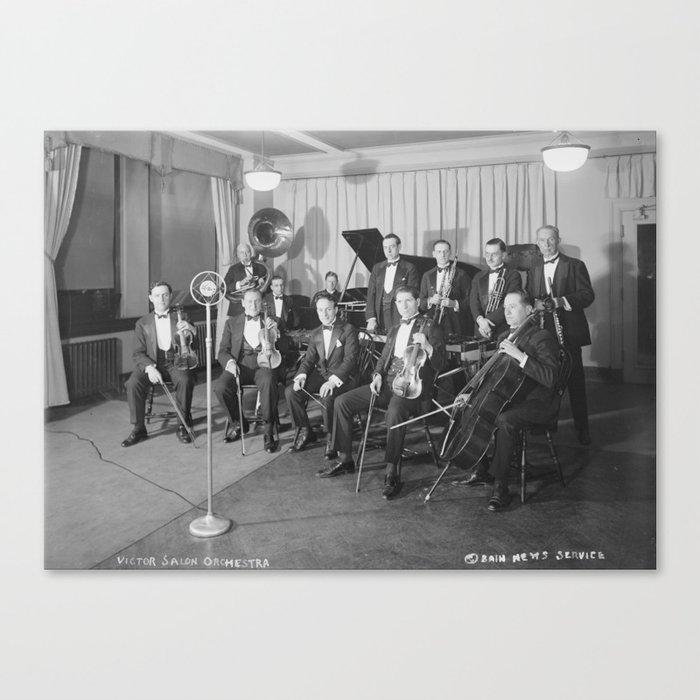 Vintage black and white photo of orchestra Canvas Print