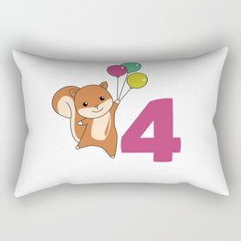 Squirrel Fourth Birthday Balloons Kids Rectangular Pillow