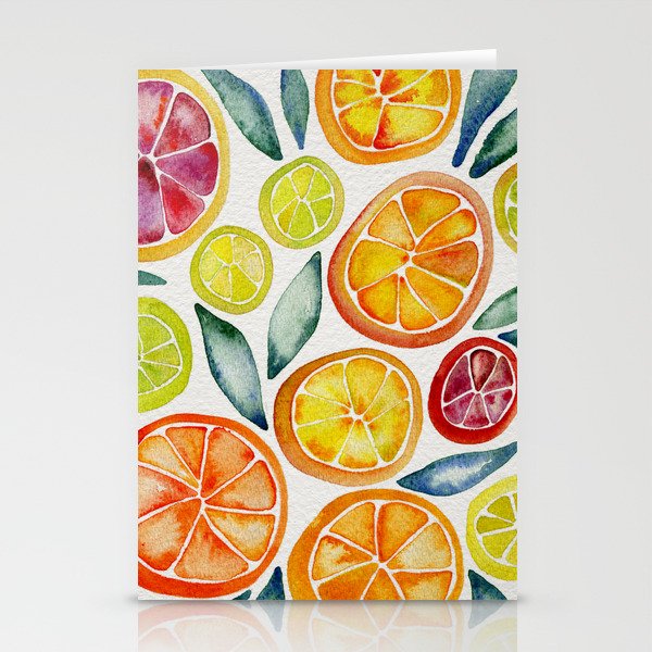 Sliced Citrus Watercolor Stationery Cards