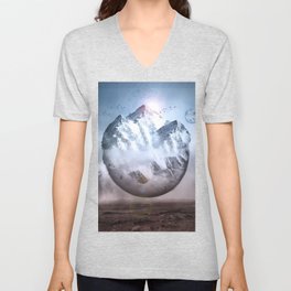 Surreal Mountain Print  V Neck T Shirt