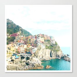 little houses on the hillside - Cinque Terre, Italy Canvas Print