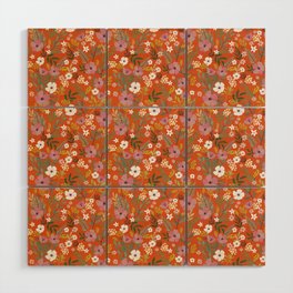 Wildflowers Red Cottagecore Wood Wall Art