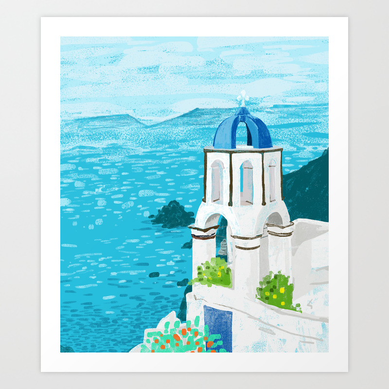 Greek Landscape Painting Travel Greece Art Print By 83oranges