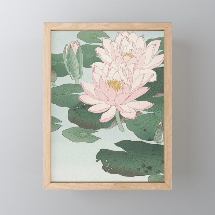 Water Lily Japanese print Framed Mini Art Print