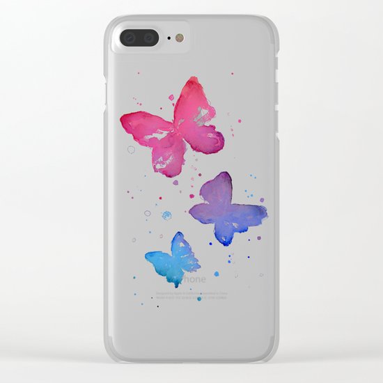 Butterflies Watercolor Abstract Splatters Clear iPhone Case