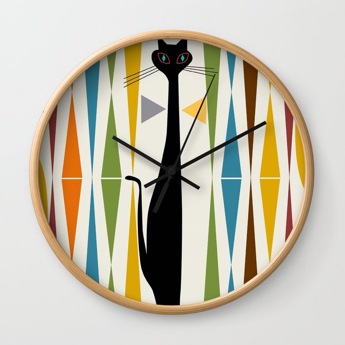 Mid-Century Modern Art Cat 2 Wall Clock