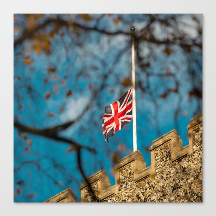 Great Britain Photography - The British Flag Halfway Hung Up Canvas Print