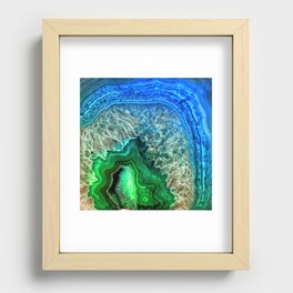 Turquoise Green Agate Mineral Gemstone Recessed Framed Print