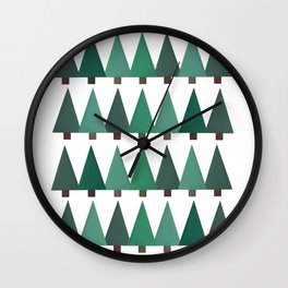 Trees Wall Clock | Christmas, Gift, Holiday, Green, Grinch, Graphicdesign, Art, Nature, Illustration, Pattern 