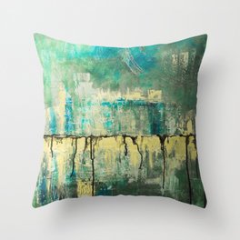 Abstract in Yellow and Green 2 Throw Pillow