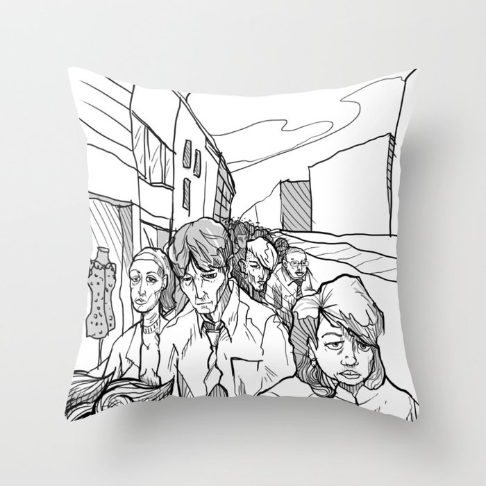 Working Class in Middling City Throw Pillow