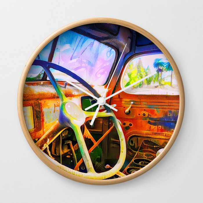 Old Truck Interior Wall Clock By Torcello