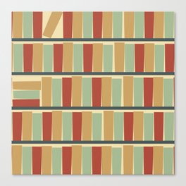 bookshelf (light and dark green, golden and reddish brown, cream) Canvas Print