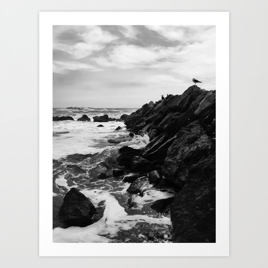 Dark beach Art Print
