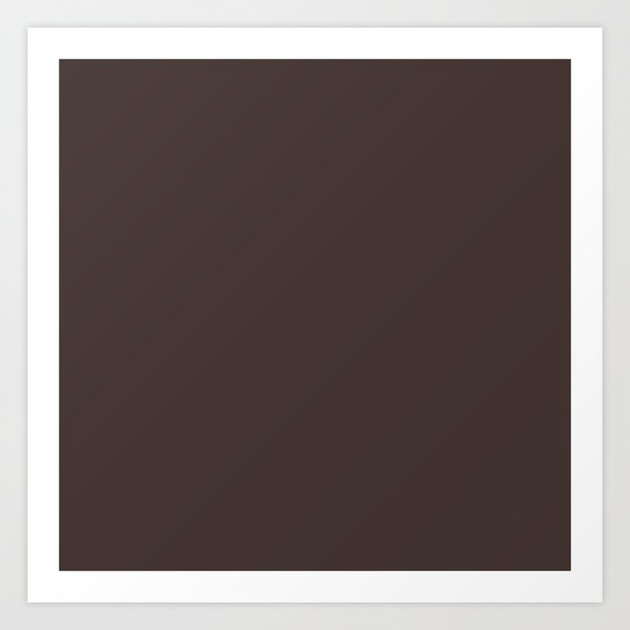 Dark Oak brown solid color modern abstract pattern Art Print