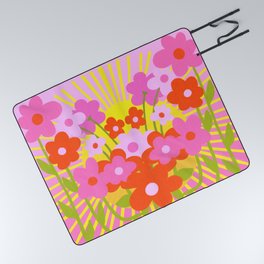 Sunny Spring Flowers Ombre Pink Picnic Blanket