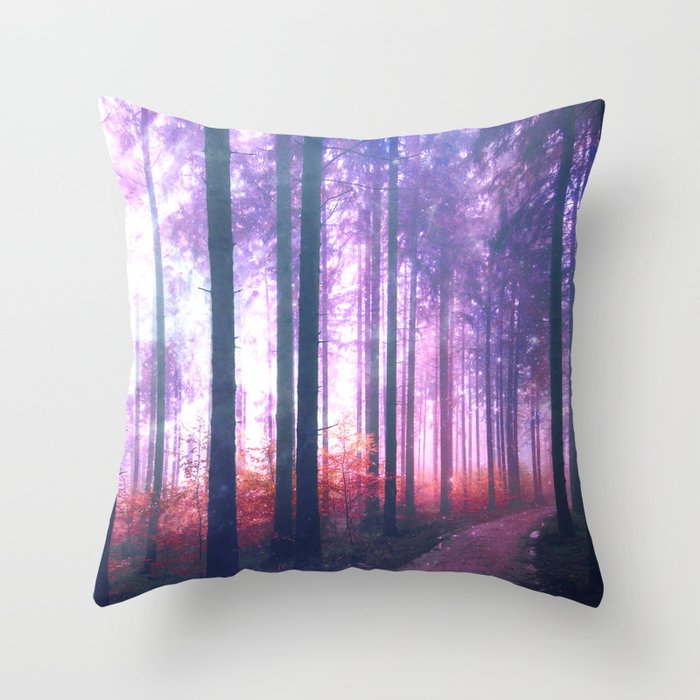 Woods in the outer space Throw Pillow