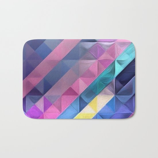Geometric Abstract Pastel Rainbow Bath Mat