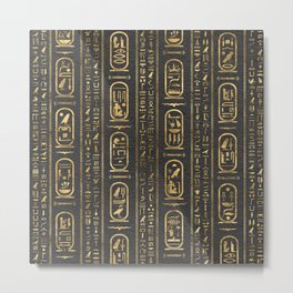 Egyptian hieroglyphs Gold on Leather Metal Print