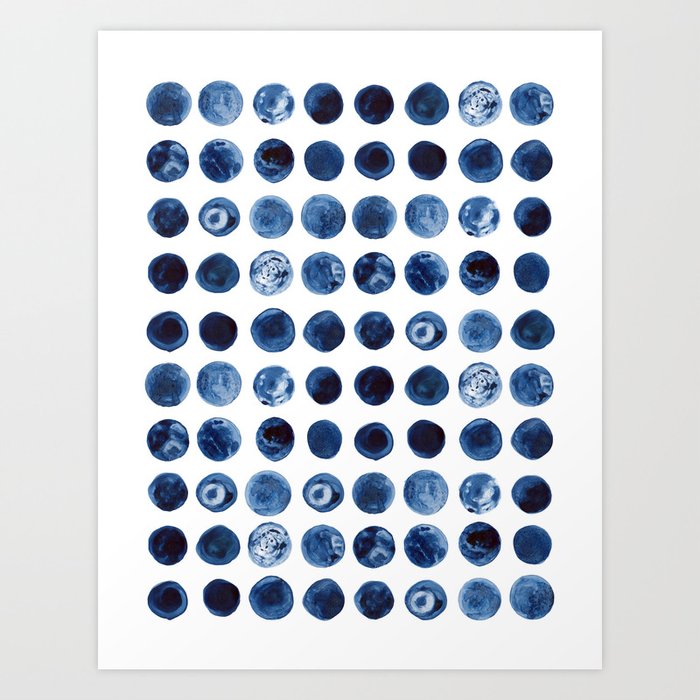 Blueberries | Watercolour Pattern Art Print