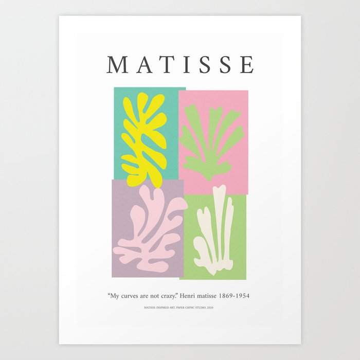 Matisse inspired art print, Exhibition wall art, Matisse curves print, Colorful wall art, Spring wall art, Matisse cut out Art Print