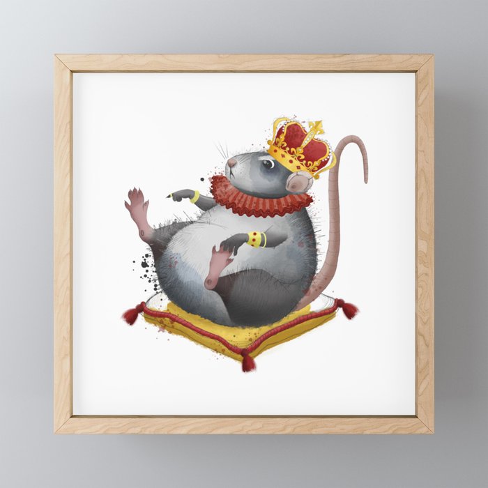 Cute rat. Funny fat rat Framed Mini Art Print