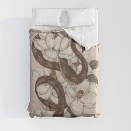 Snake and Magnolias Duvet Cover