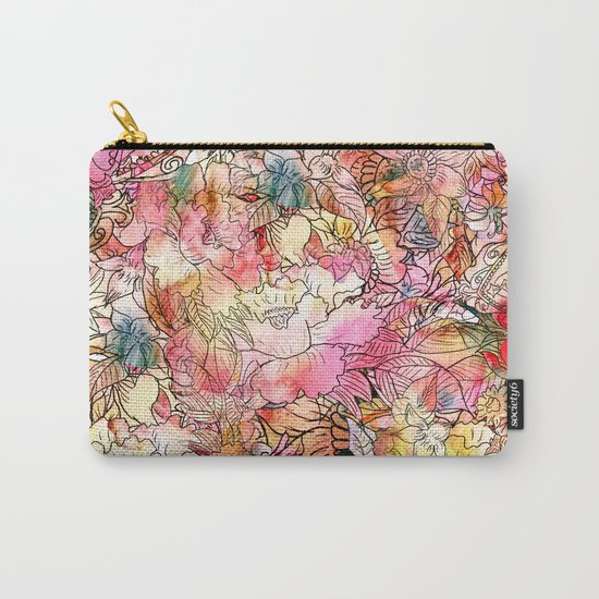 Summer Flowers | Colorful Watercolor Floral Pattern Abstract Sketch Carry-All Pouch