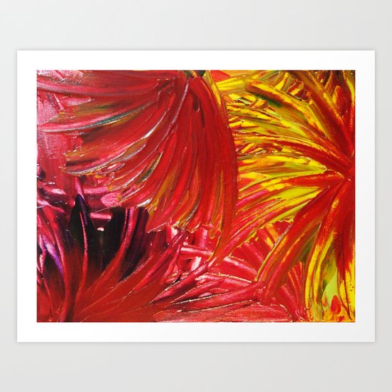 FIREWORKS IN RED - Stunning Bright Bold Autumn Colors Leaves Fall Festival 2012 Firecrackers Lights Art Print